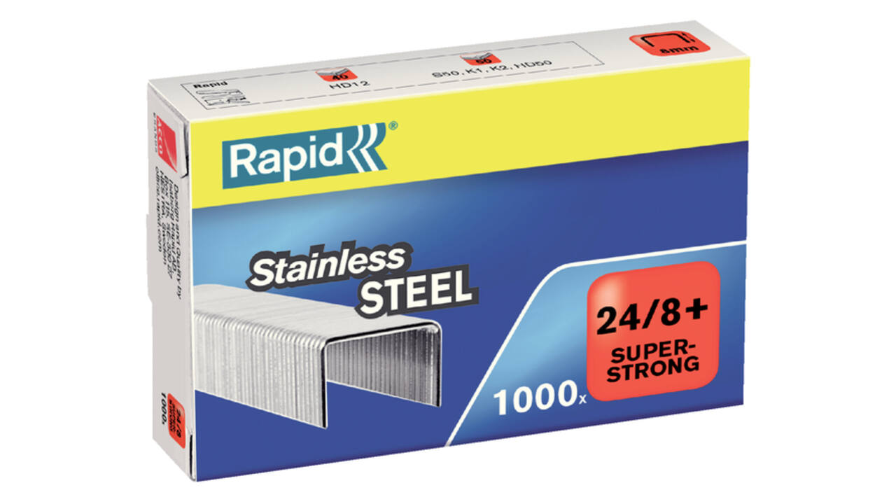 Nieten Rapid 24/8 RVS superstrong 1000 stuks