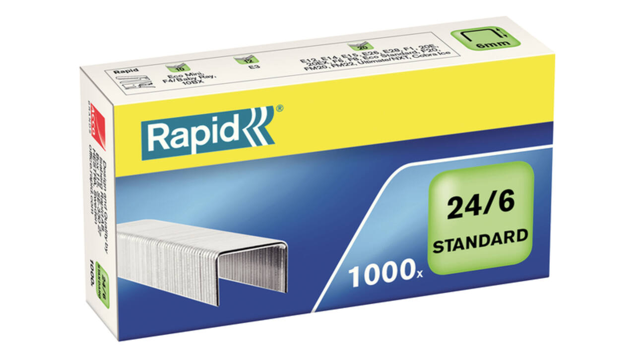 Nieten Rapid 24/6 gegalvaniseerd standaard 1000 stuks