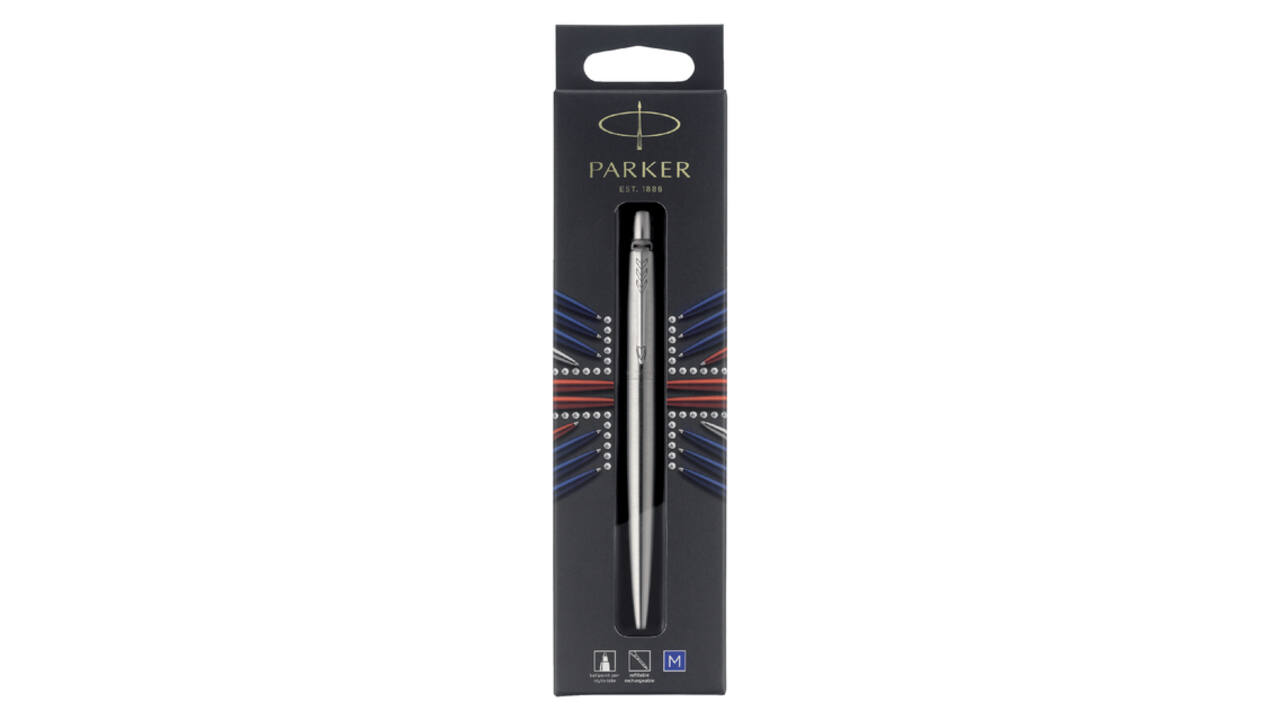 Balpen Parker Jotter stainless steel CT medium blister à 1 stuk