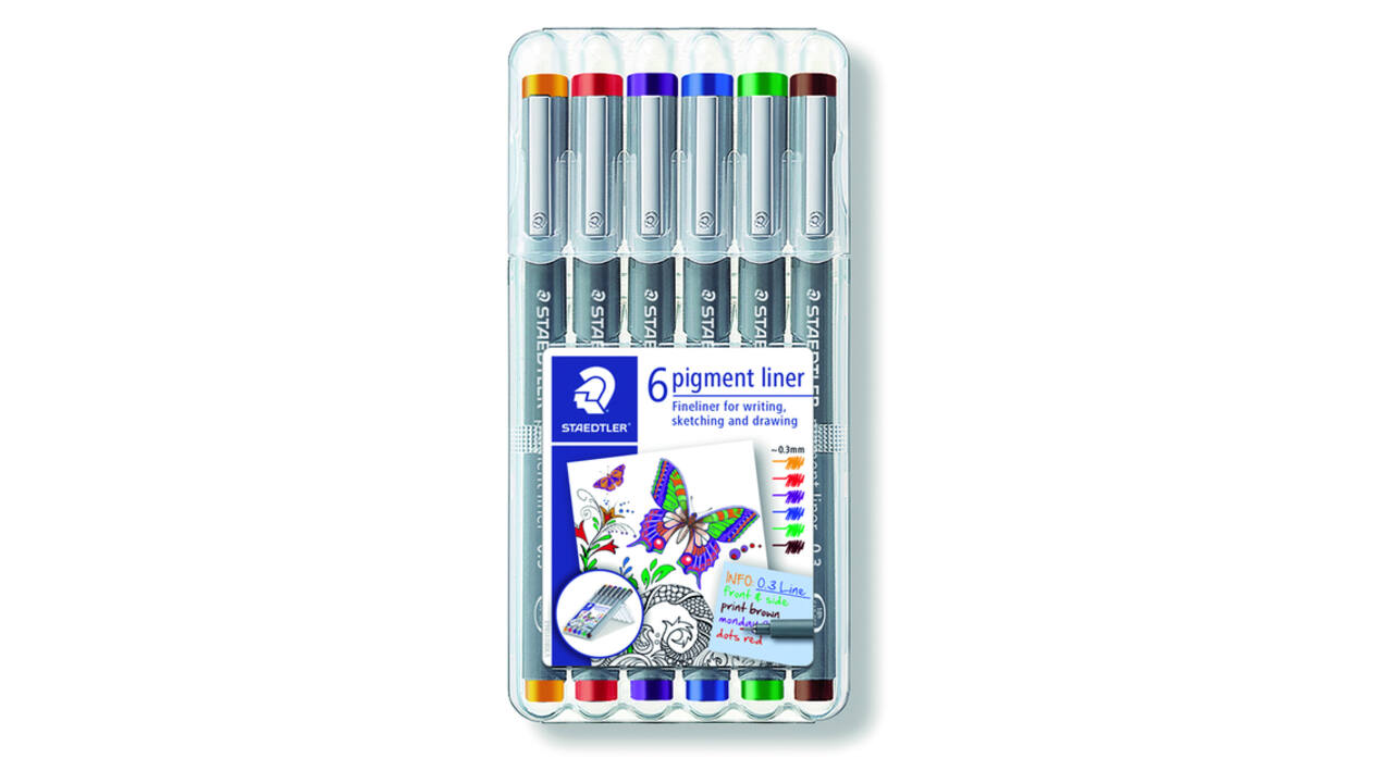 Fineliner Staedtler Pigment 308 0.3mm set à 6st assorti