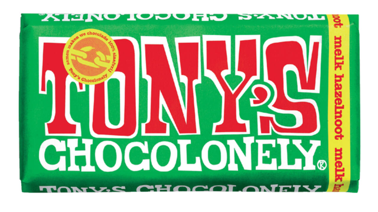 Chocolade Tony's Chocolonely melk hazelnoot reep 180gr