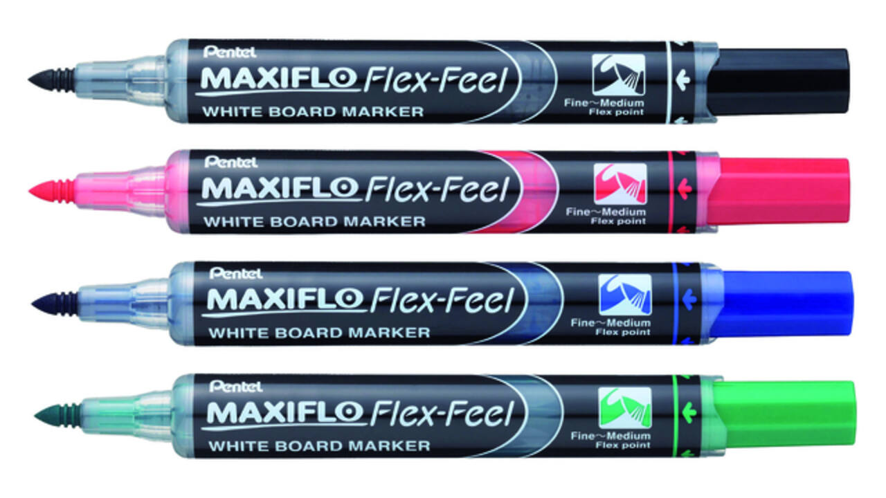 Whiteboardmarker Pentel MWL5SBF Maxiflo rond 1.5-4.5mm zwart