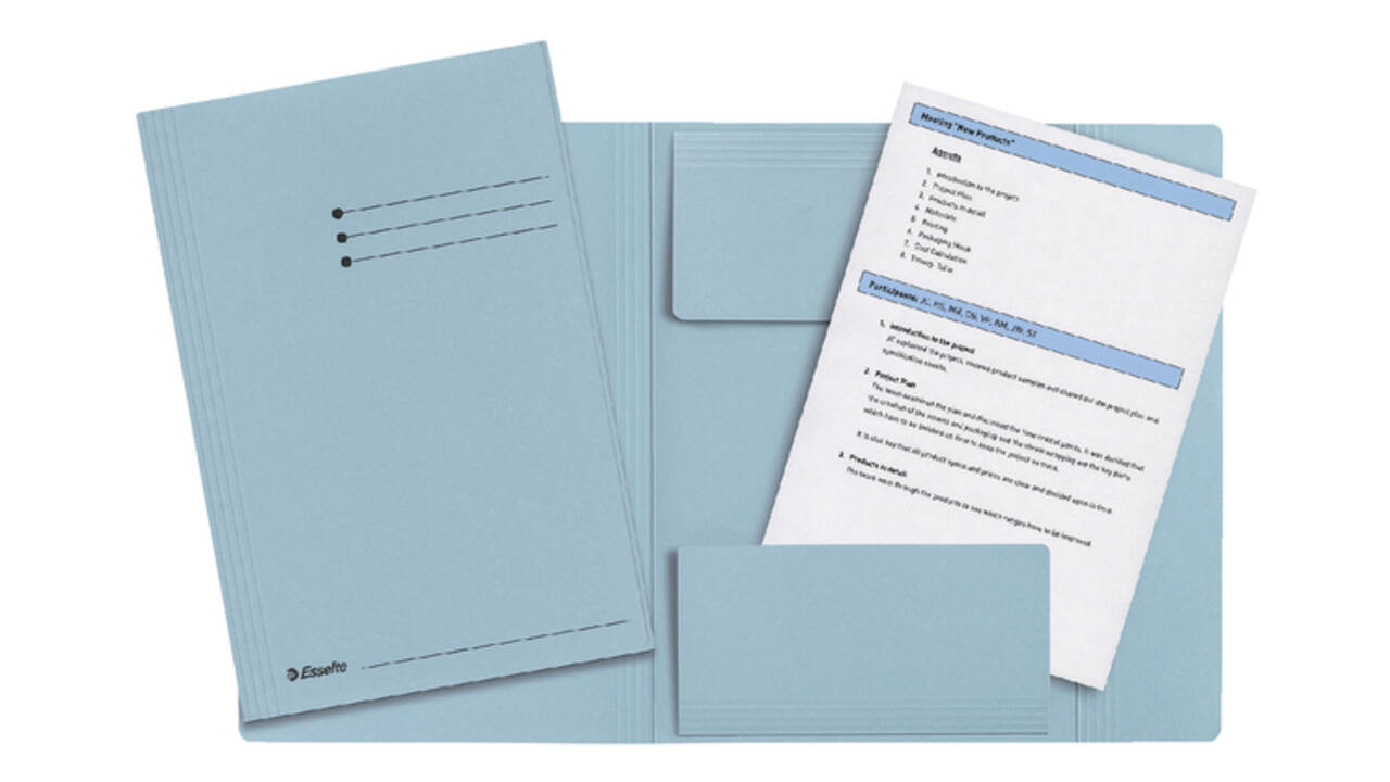 Dossiermap Esselte folio 3 kleppen manilla 275gr blauw