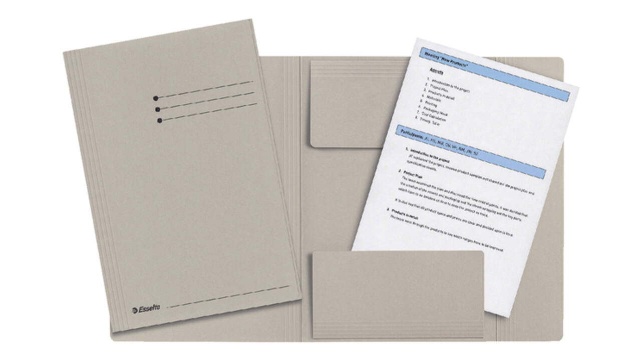 Dossiermap Esselte folio 3 kleppen manilla 275gr grijs