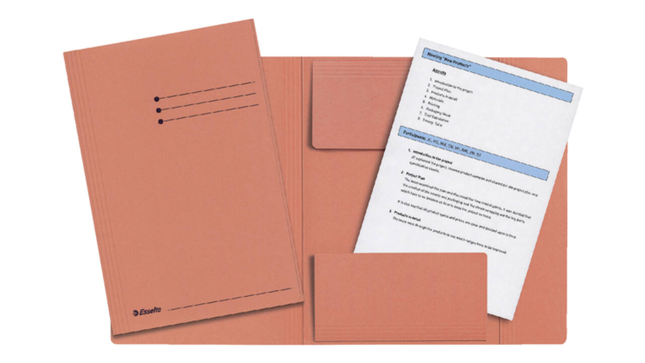 Dossiermap Esselte folio 3 kleppen manilla 275gr oranje