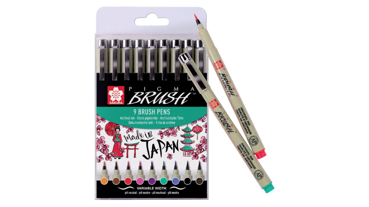 Brushstift Bruynzeel Sakura Pigma assorti 9 stuks
