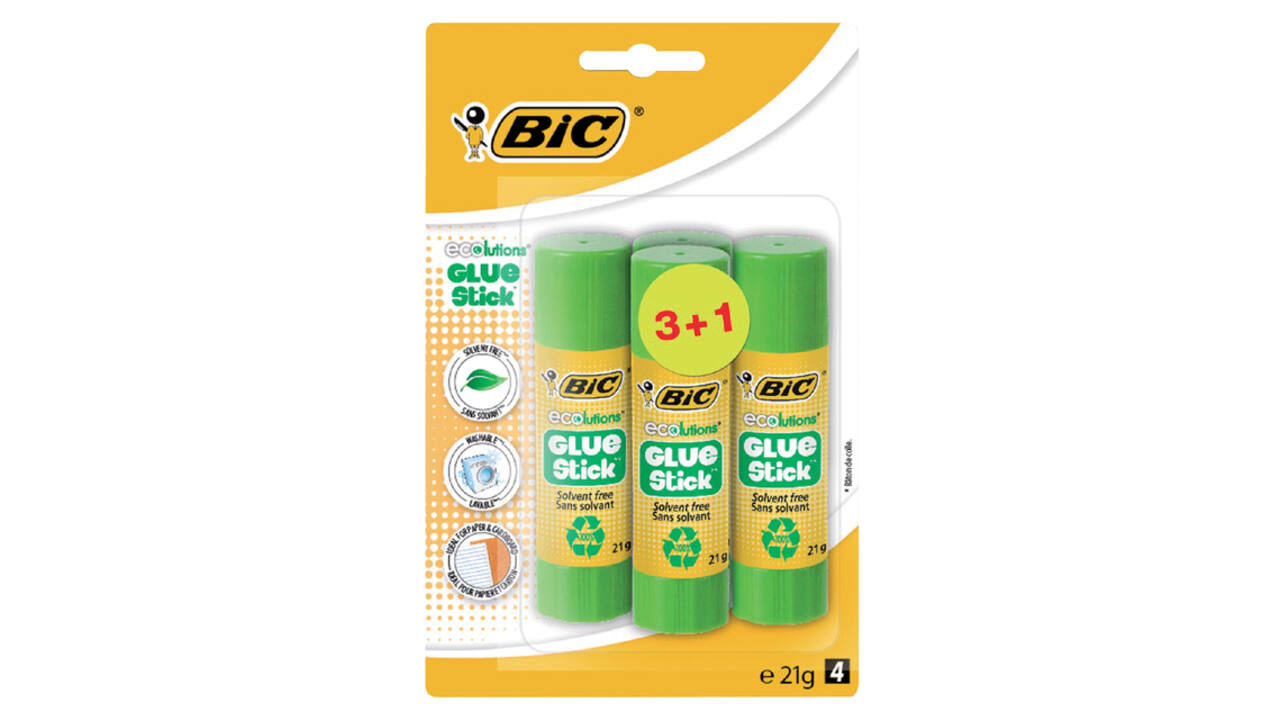 Lijmstift Bic Ecolutions 21gr blister à 3+1 gratis