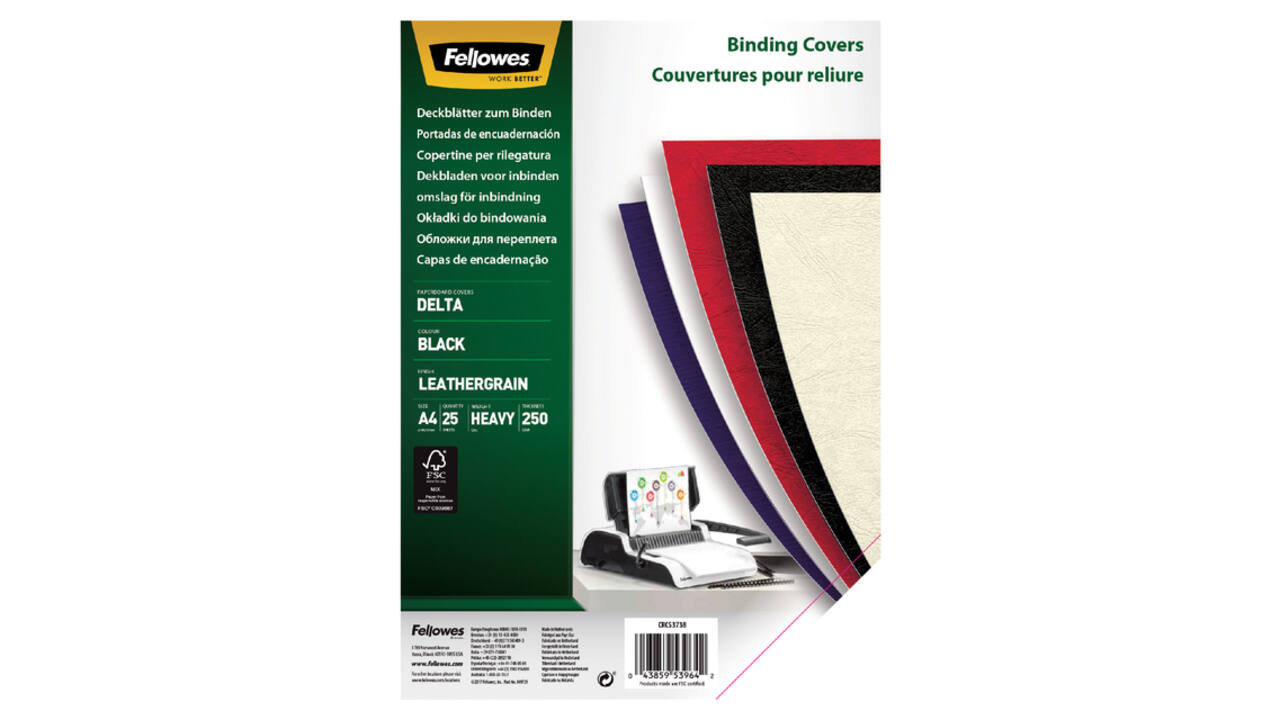 Voorblad Fellowes A4 lederlook zwart 25 stuks