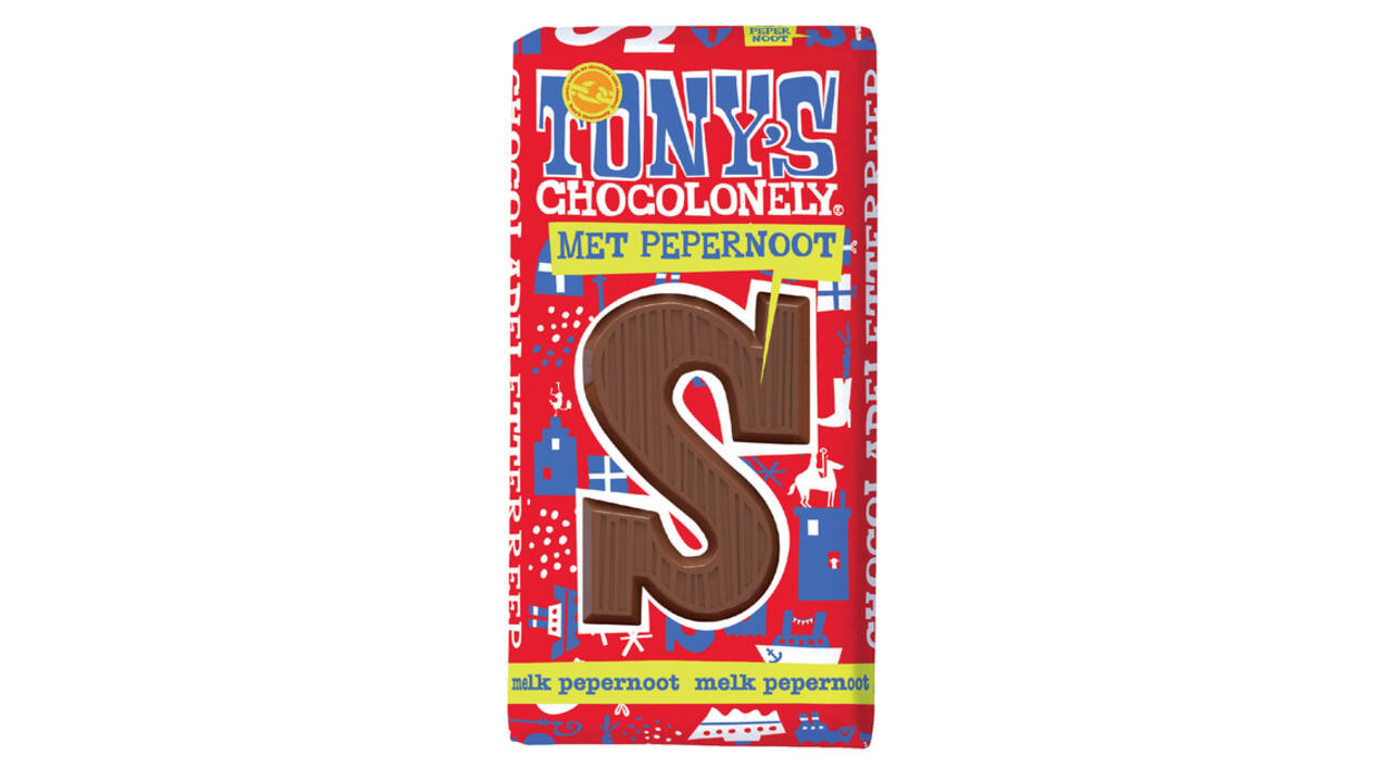 Chocoladeletter Tony's Chocolonely melk pepernoot S 180gr