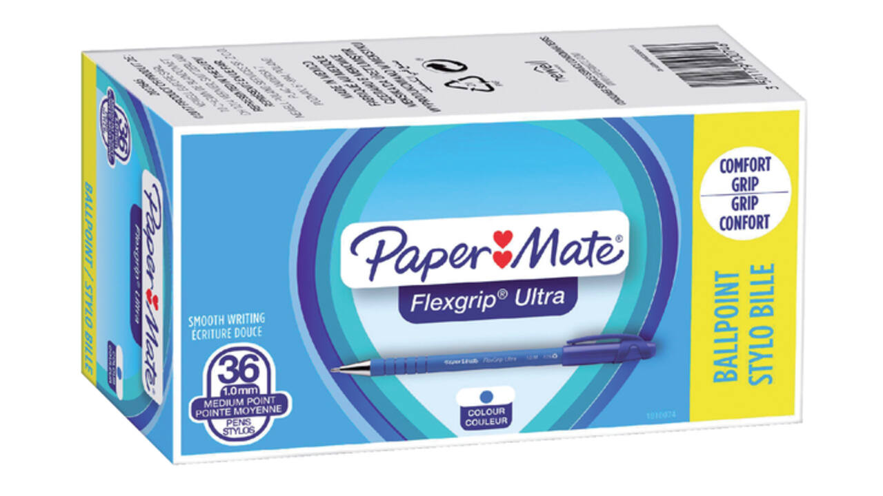 Balpen Paper Mate Flexgrip Ultra medium blauw valuepack 30+6 gratis