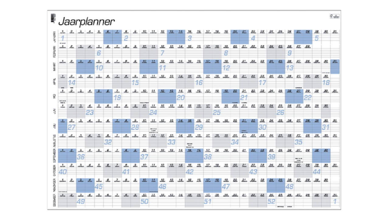 Jaarplankalender 2027 Quantore A1 84x57cm