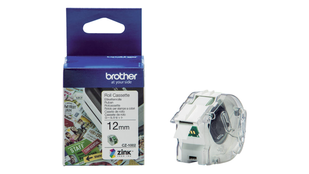 Etiket Brother CZ-1002 multifunctioneel 12mm 1 rol á 5m wit