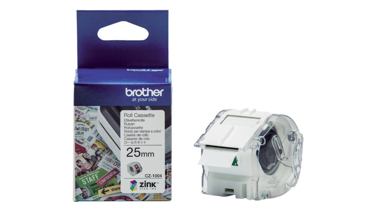 Etiket Brother CZ-1004 multifunctioneel 25mm 1 rol á 5m wit