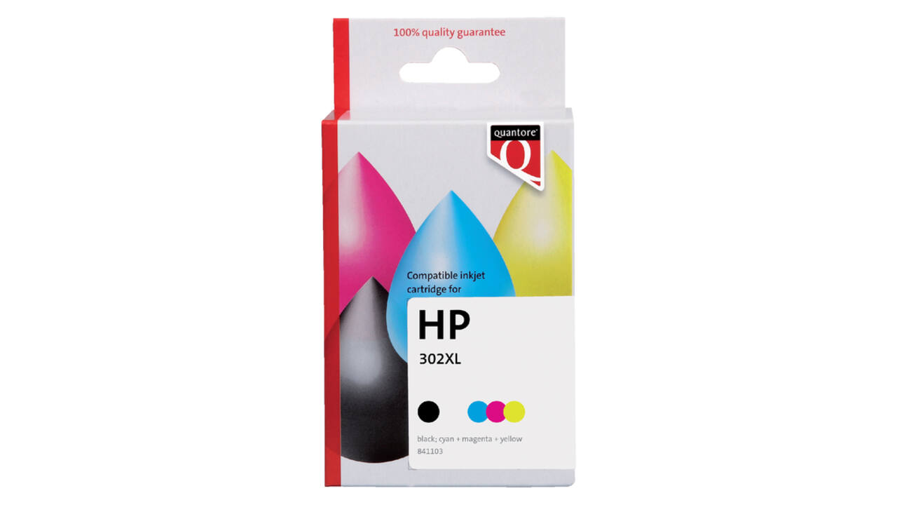 Inktcartridge Quantore alternatief tbv HP X4D37AE 302XL zwart + kleur