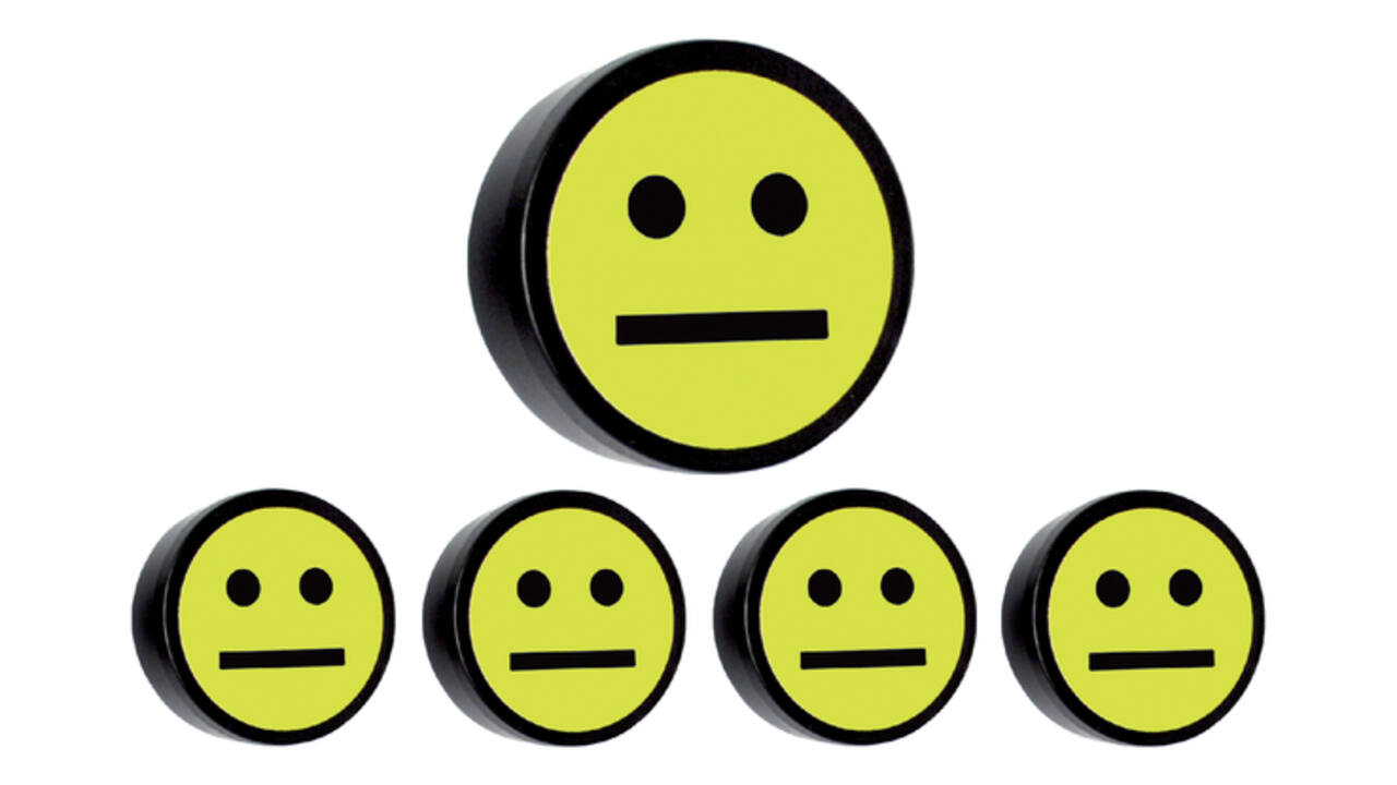 Magneet smiley 35mm geel 5 stuks