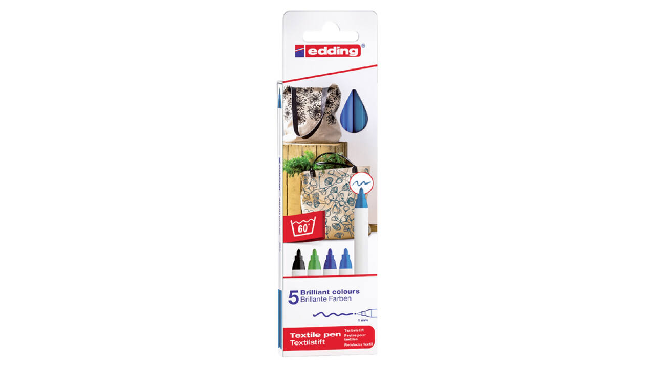 Textielmarker edding 4600 rond 1mm koel assorti 5 stuks