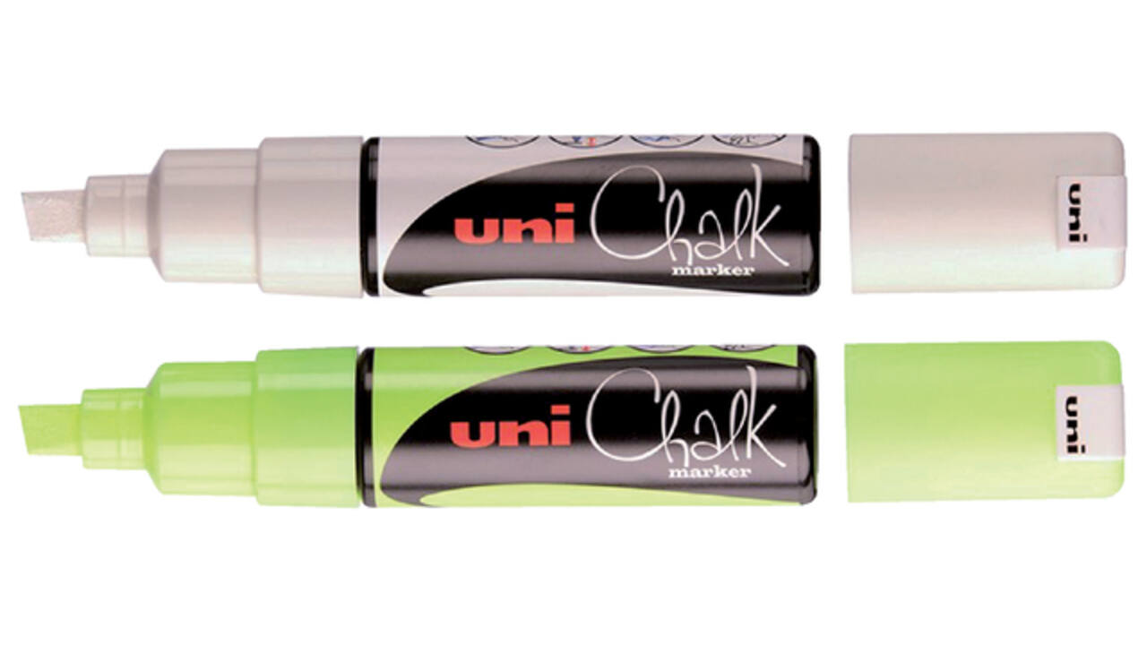 Krijtstift Uni-ball chalk schuin 8.0mm wit