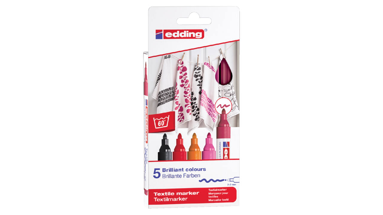 Textielmarker edding 4500 rond 2-3mm warm assorti 5 stuks