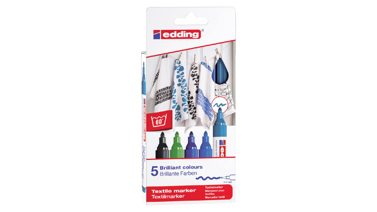 Textielmarker edding 4500 rond 2-3mm koel assorti 5 stuks