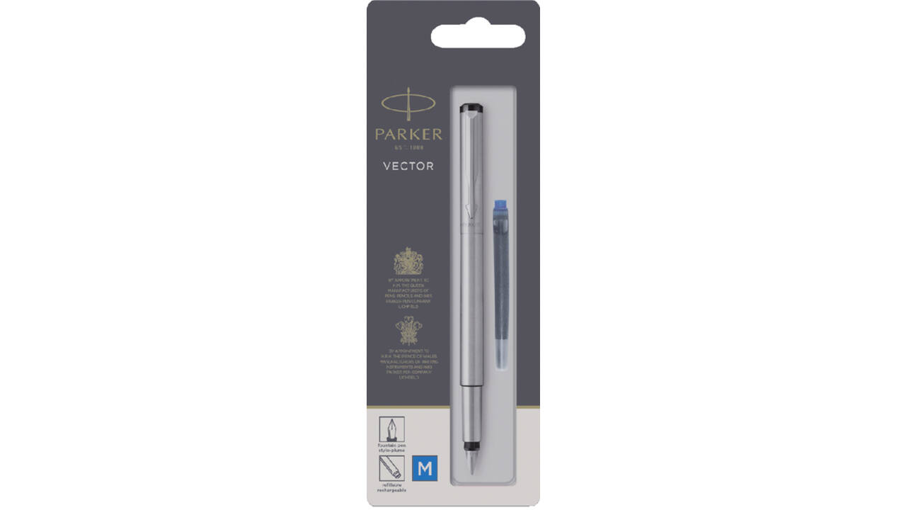 Vulpen Parker Vector stainless steel medium blister à 1 stuk