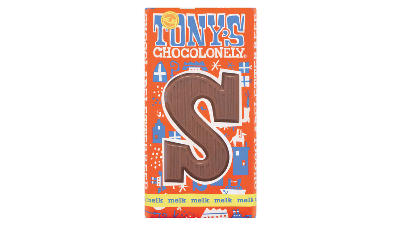 Chocoladeletter Tony's Chocolonely melk S 180gr