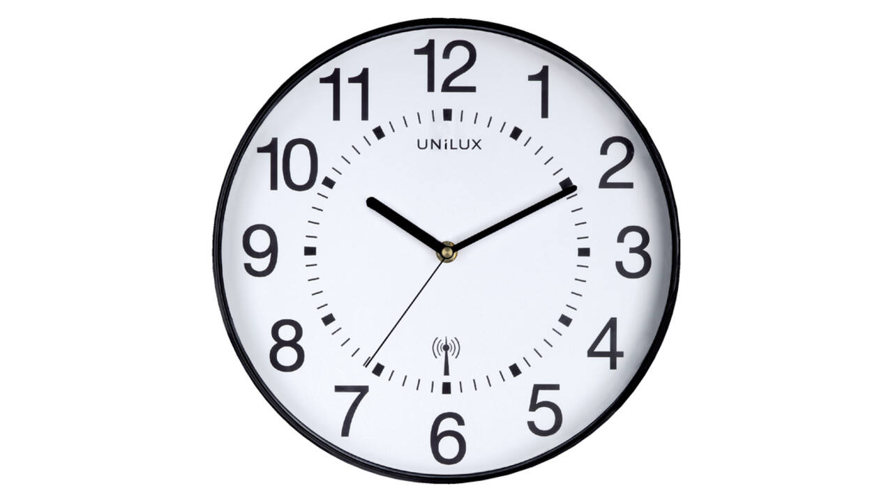 Wandklok Unilux Maxi radio controlled Ø 37.5cm zwart/wit