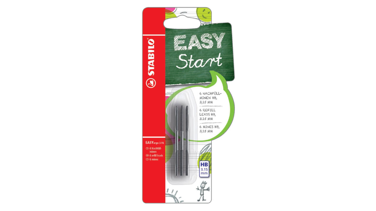 Potloodstift STABILO Easyergo refills HB 3.15mm blister à 6 stuks
