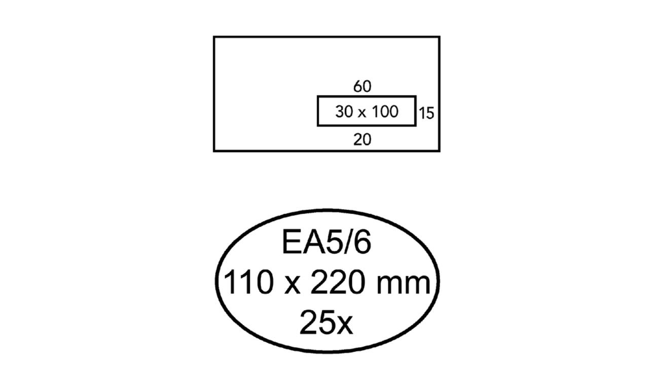 Envelop Quantore 110x220mm venster 3x10cm rechts zelfklevend 25 stuks