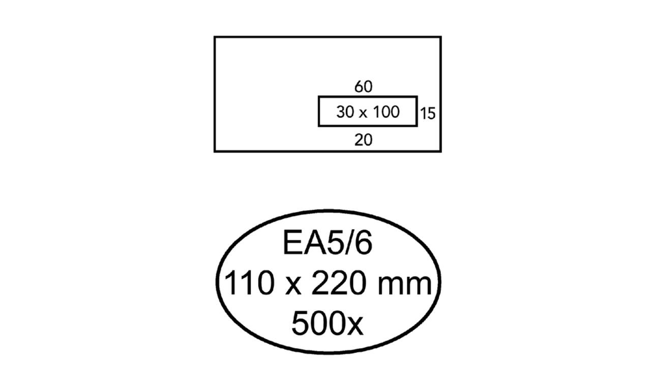 Envelop Hermes EA5/6 110x220mm venster 3x10rechts zelfklevend 500 stuks