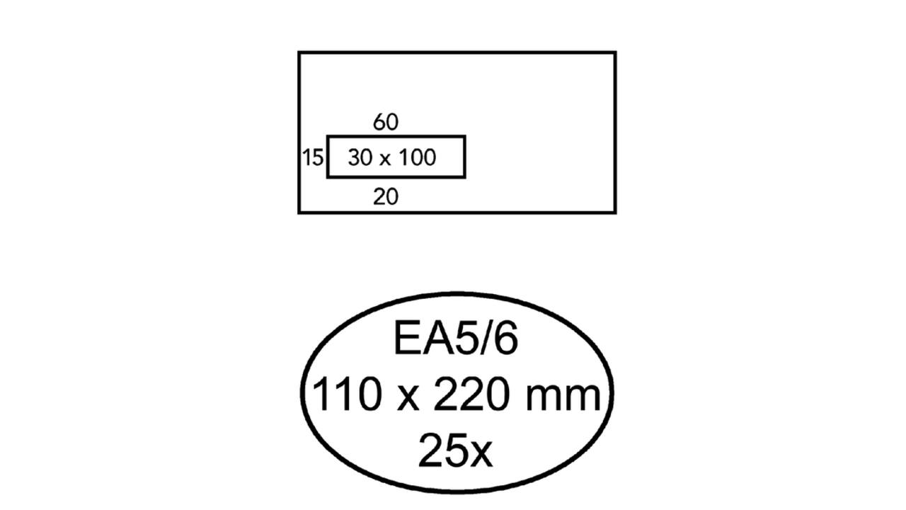 Envelop Quantore 110x220mm venster 3x10cm links zelfklevend 25 stuks