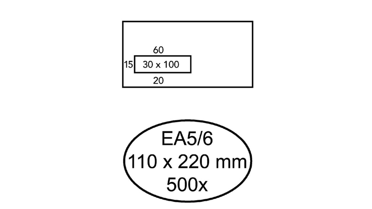 Envelop Quantore 110x220mm venster 3x10cm links zelfklevend 500 stuks