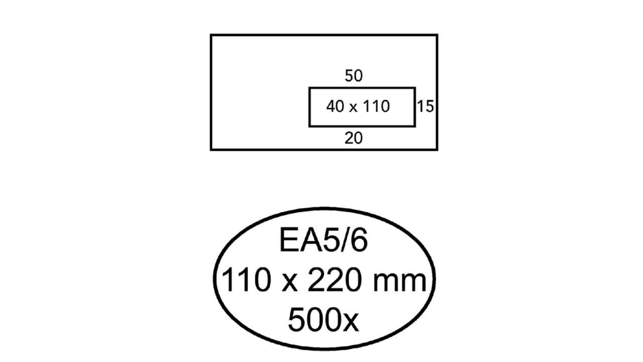 Envelop Hermes EA5/6 110x220mm venster 4x11rechts zelfklevend 500 stuks