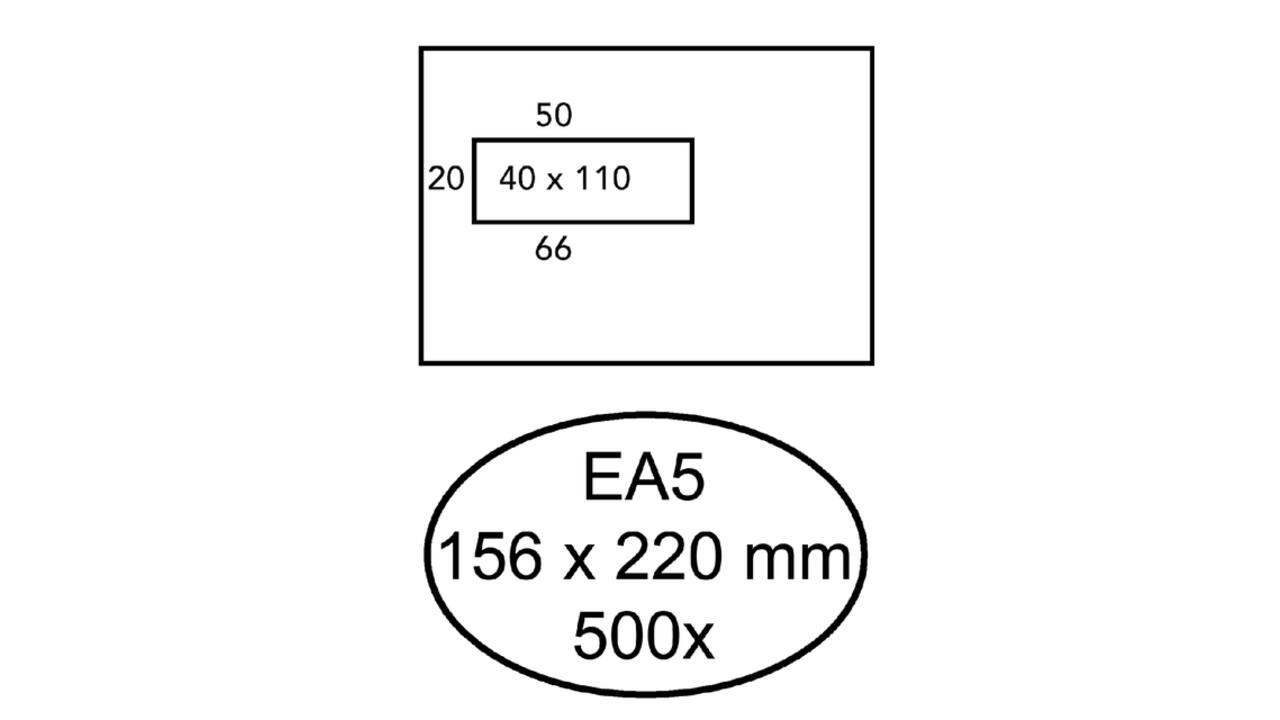 Envelop Hermes EA5 156x220mm venster 4x11links zelfklevend 500 stuks