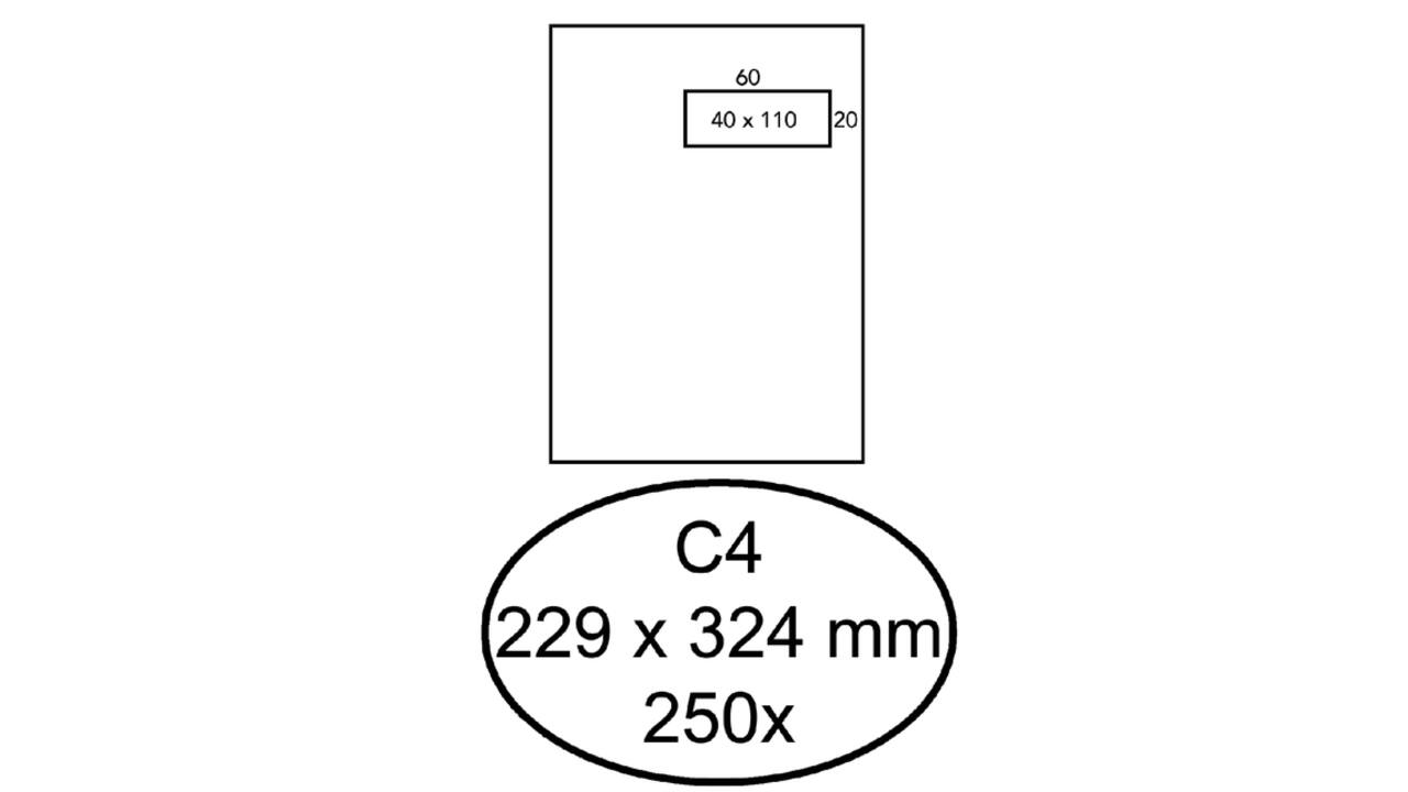 Envelop Quantore C4 229x324mm venster 4x11cm rechts zelfklevend 250st