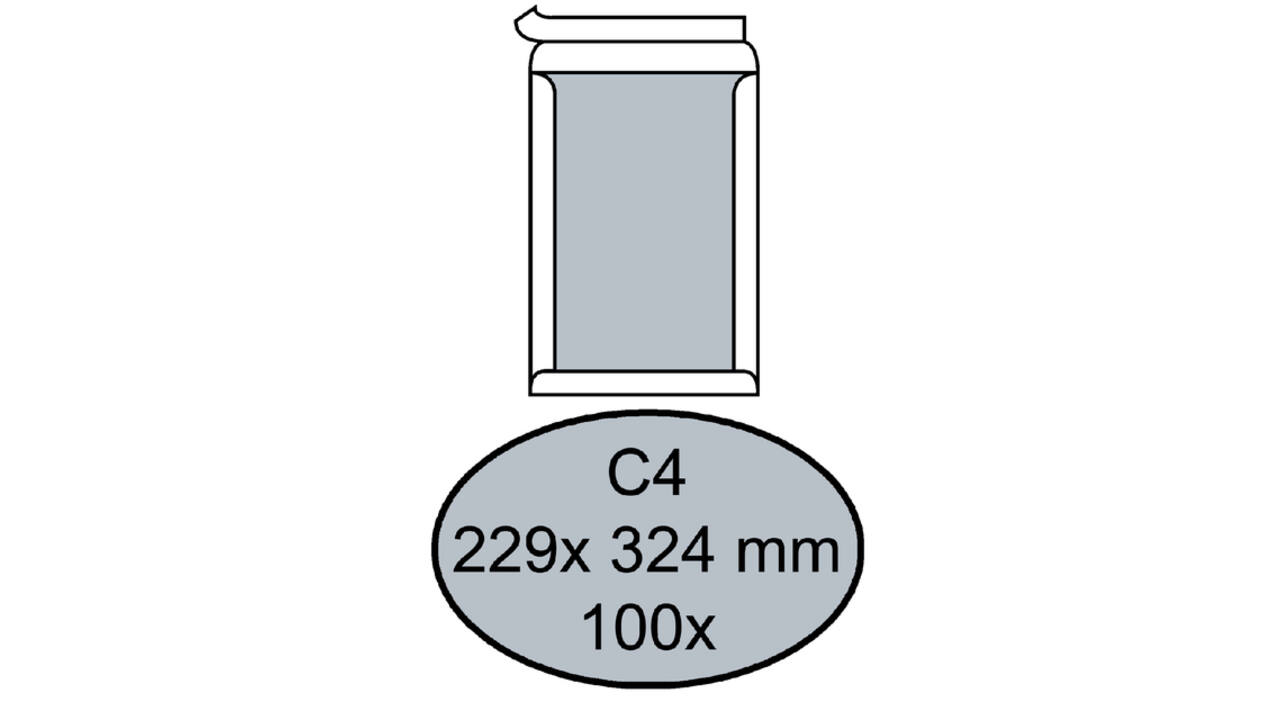 Envelop Quantore bordrug C4 229x324mm zelfklevend wit 100 stuks