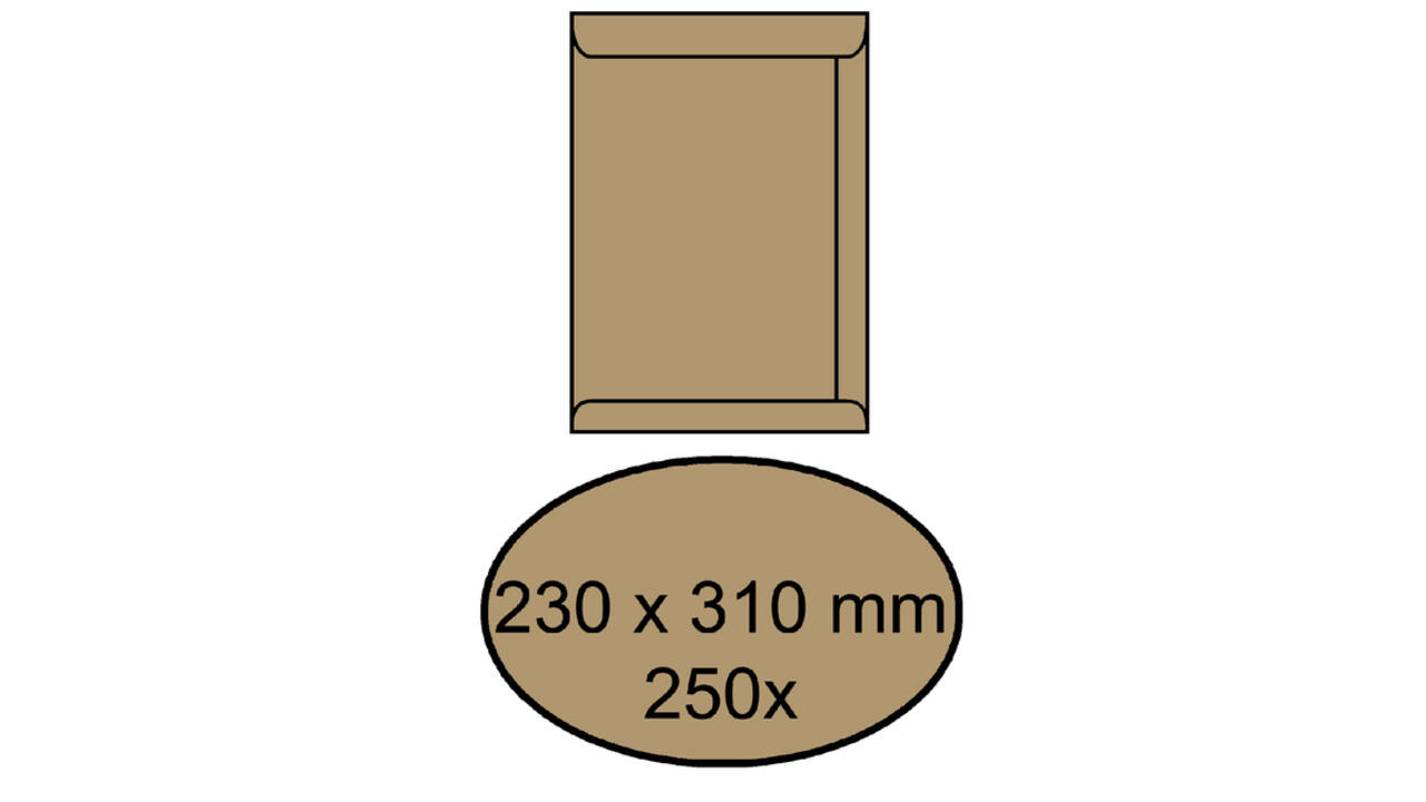 Envelop IEZZY akte 230x310mm zelfklevend 90gr bruin 250 stuks