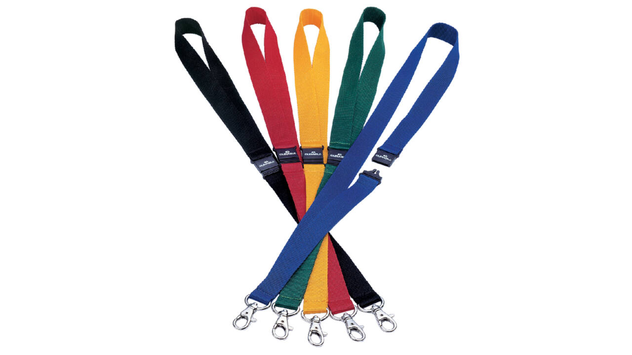 Textielkoord Durable 8137 met karabijnhaak zwart