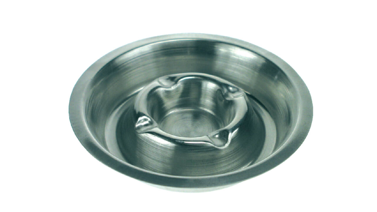 Asbak metaal verchroomd 170mm RVS stapelbaar