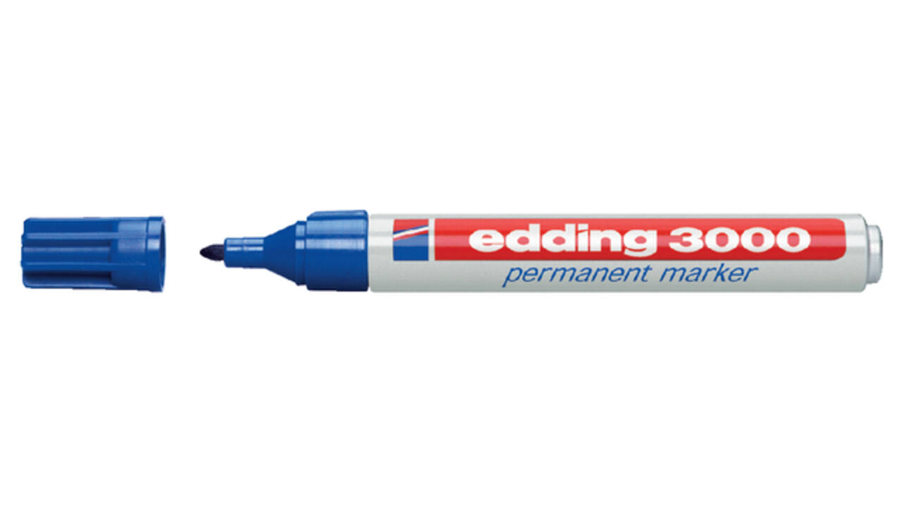 Viltstift edding 3000 rond 1.5-3mm blauw blister à 4 stuks