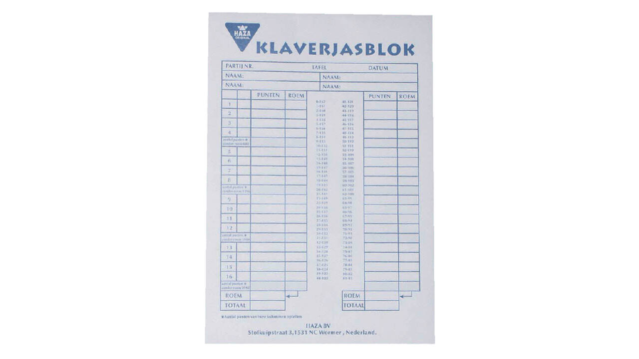 Scoreblok Klaverjas 50 vel