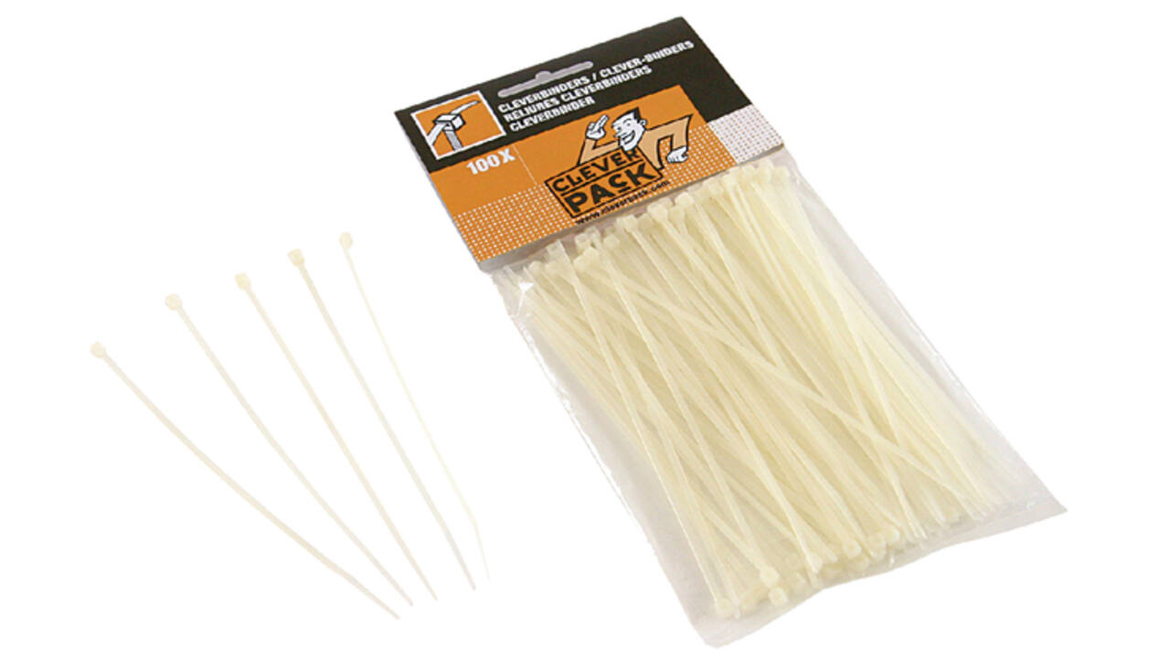 Inbindstrip CleverPack cleverbinder kabel 10/20cm wit 100 stuks