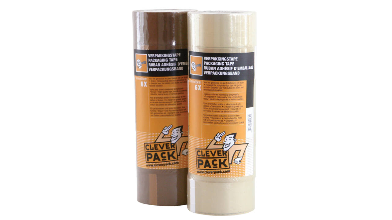 Verpakkingstape CleverPack 48mmx66m transparant PP pak à 6 rollen
