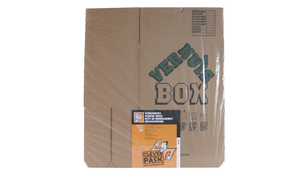 Verhuisdoos CleverPack bedrukt 480x320x360mm pak à 5 stuks