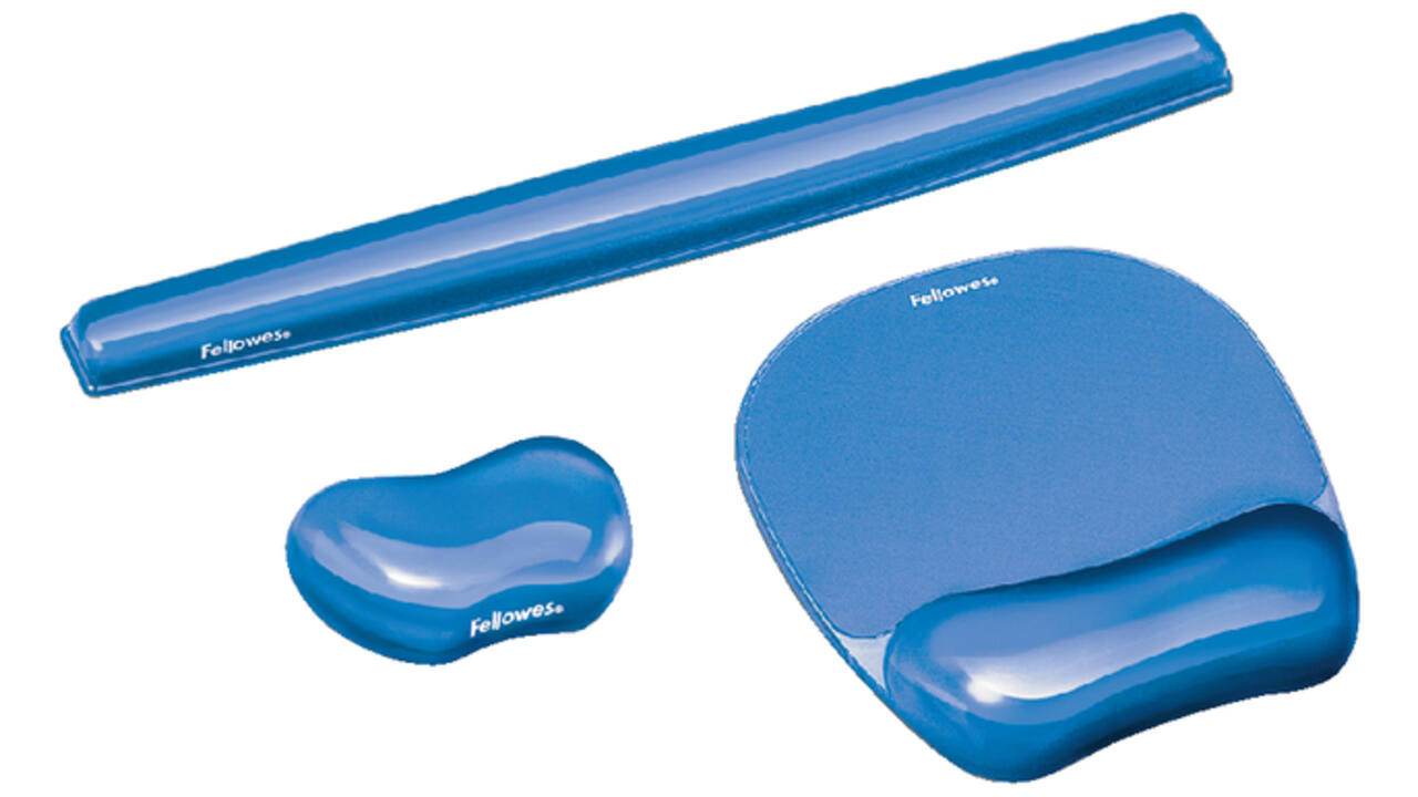 Polssteun toetsenbord Fellowes Crystals gel transparant blauw