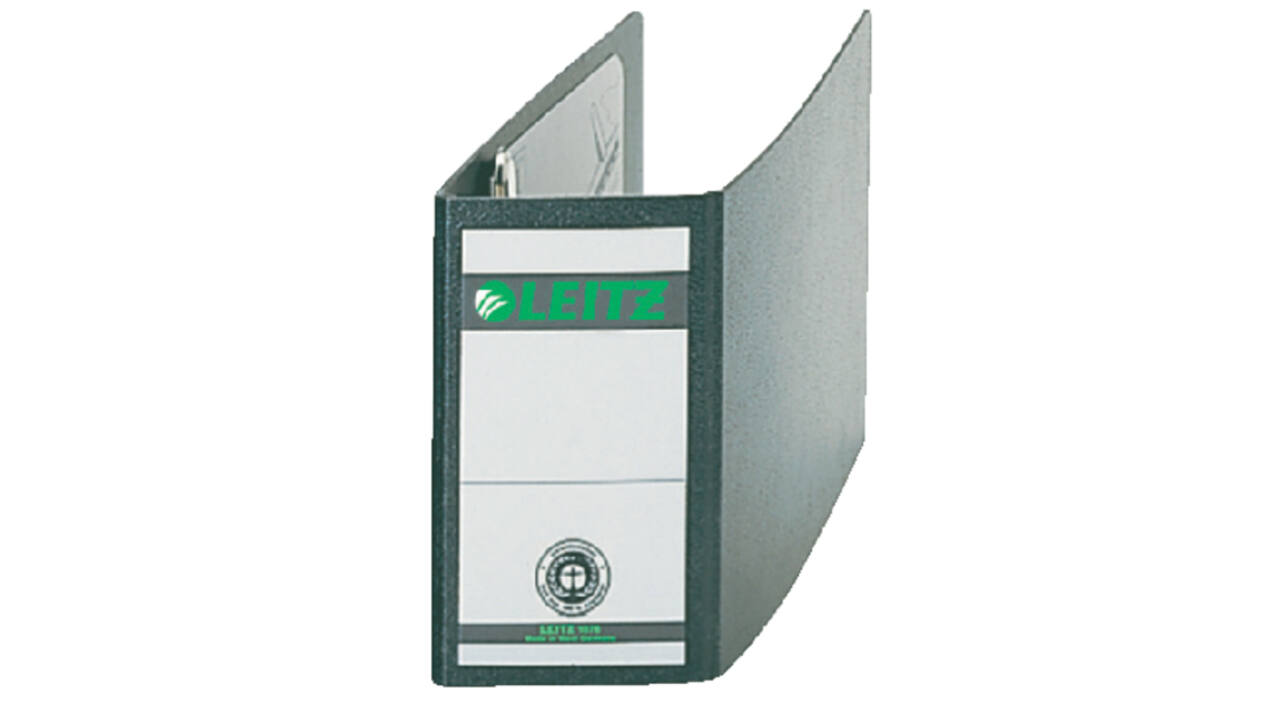 Ordner Leitz A6 77mm dwars karton zwart