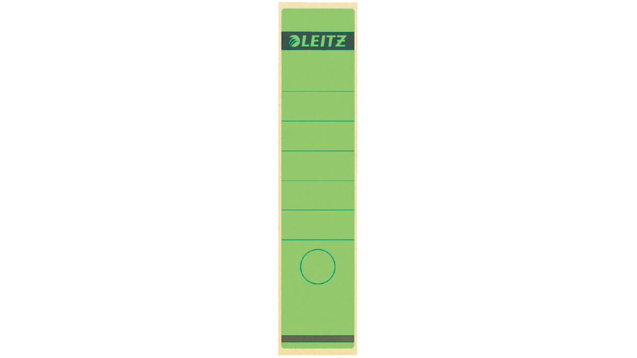 Rugetiket Leitz breed/lang 62x285mm zelfklevend groen 10 stuks