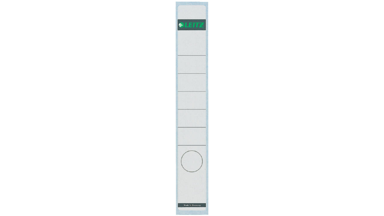 Rugetiket Leitz smal/lang 39x285mm zelfklevend wit 10 stuks