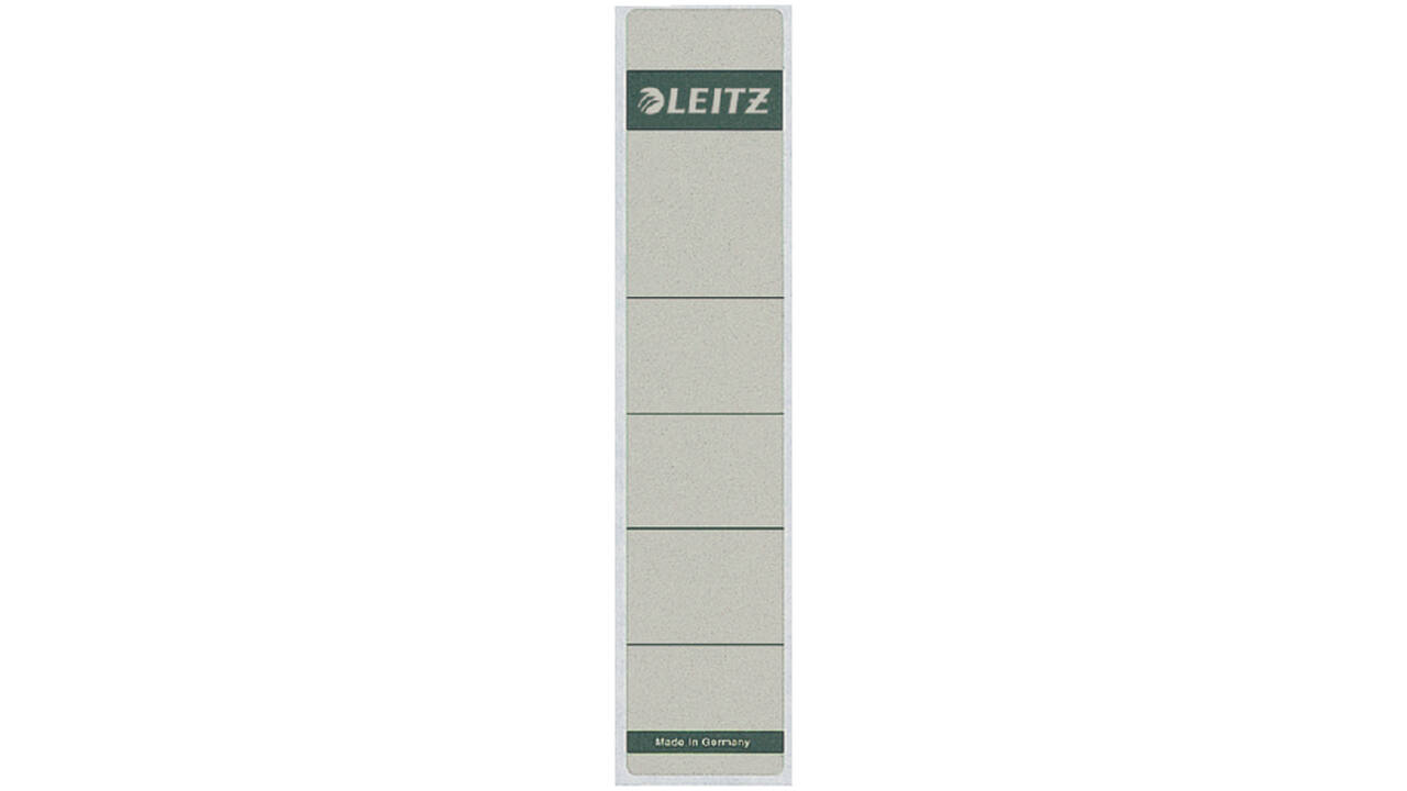 Rugetiket Leitz smal/kort 39x192mm zelfklevend grijs 10 stuks