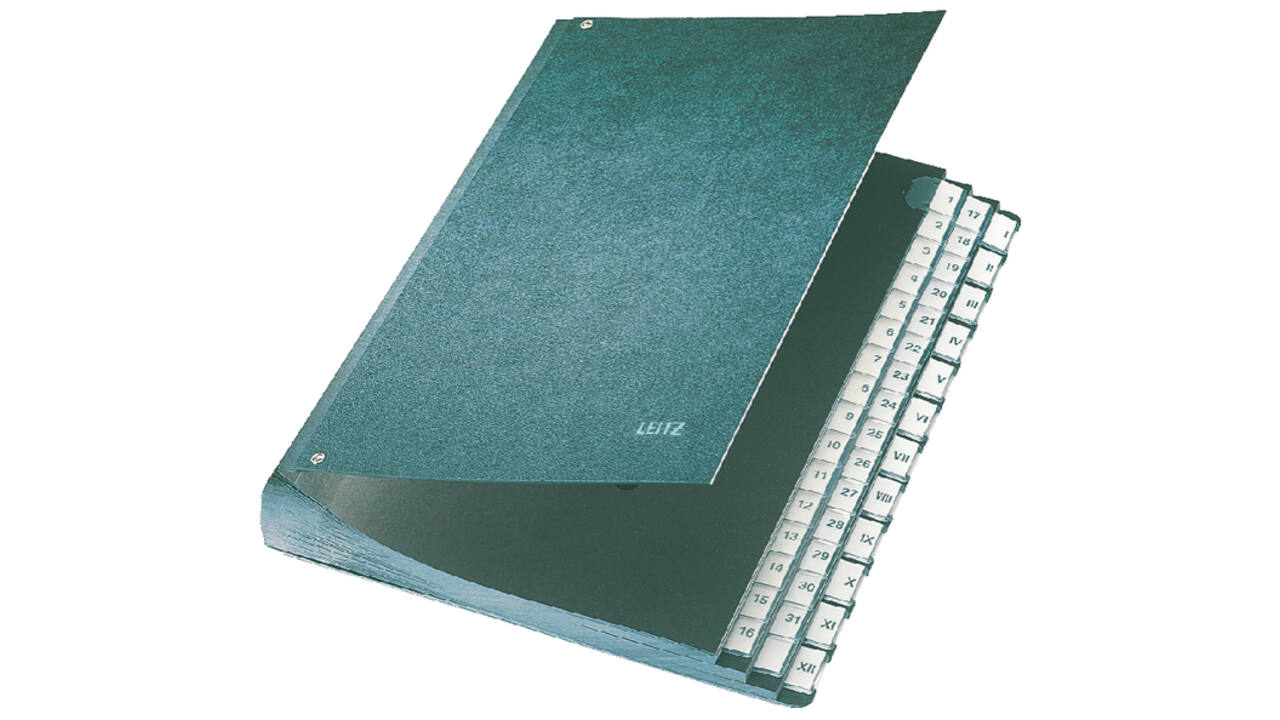 Termijnmap Leitz 1-31 + I-XII 270x50x345mm hardboard zwart