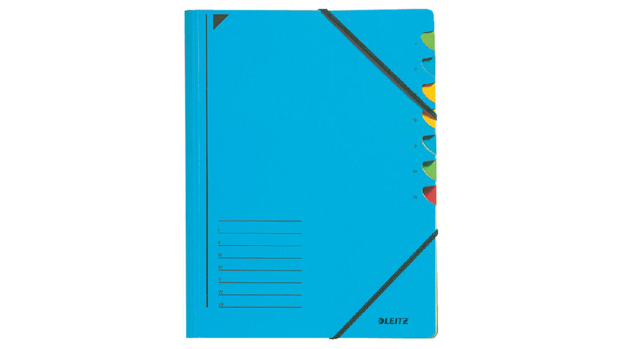 Sorteermap Leitz 7 tabbladen karton blauw